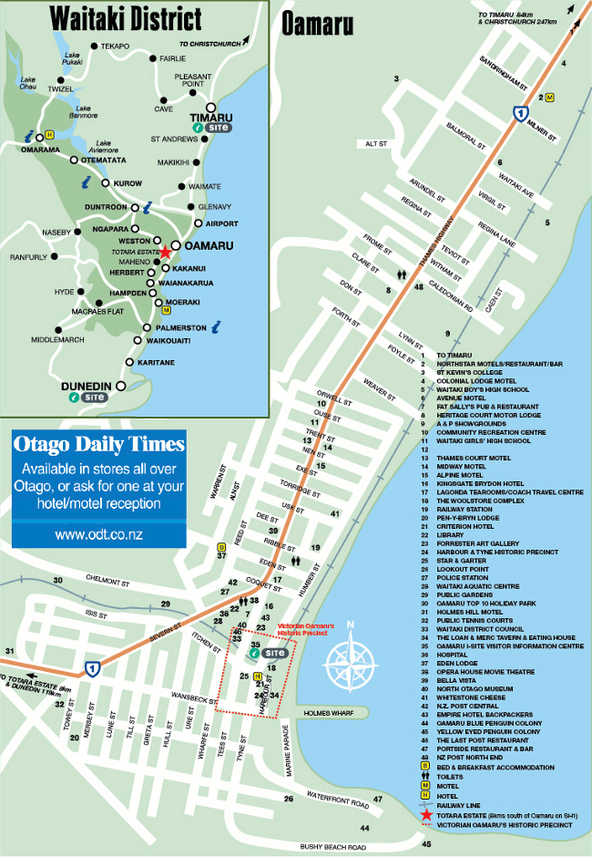 Oamaru Town Map 