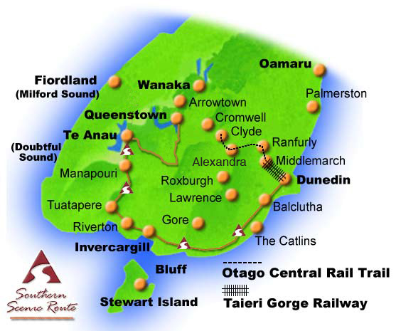 Map Lower South Island